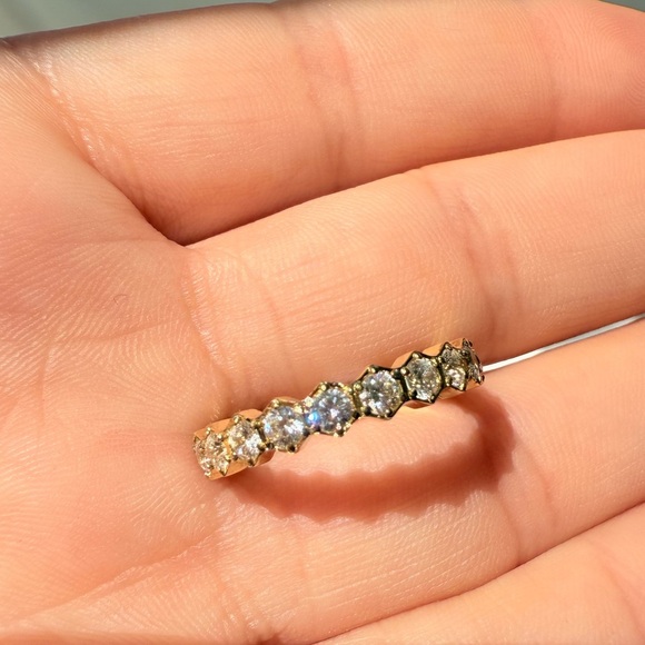 18K gold pallet zircon gold Round Diamond Gold Women's Ring - Picture 9 of 12